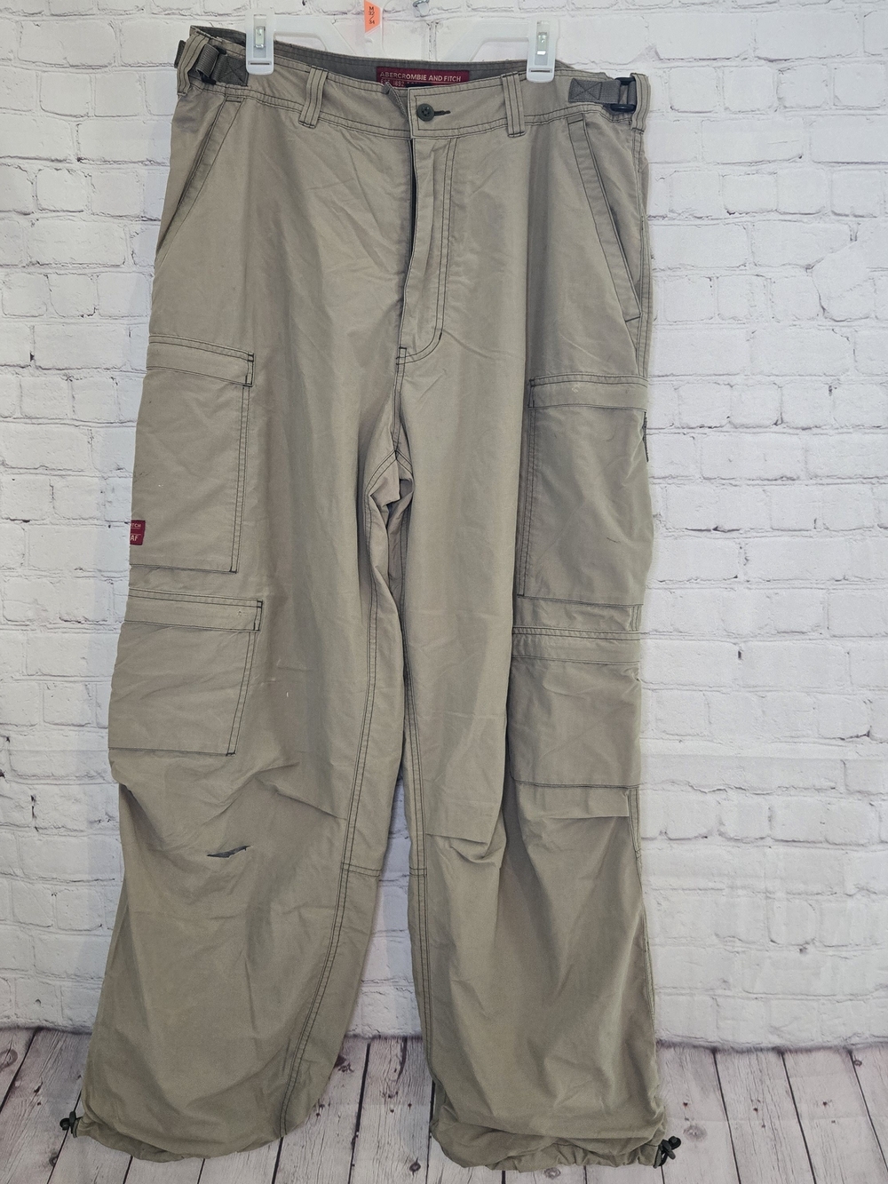 Vtg Y2K Abercrombie & Fitch Paratrooper Cargo Pants L Military Skate Gorpcore